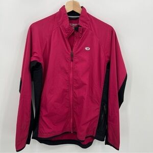 Sugoi Women’s L Semi Fit Red Black Full Zip Cycling Windbreaker